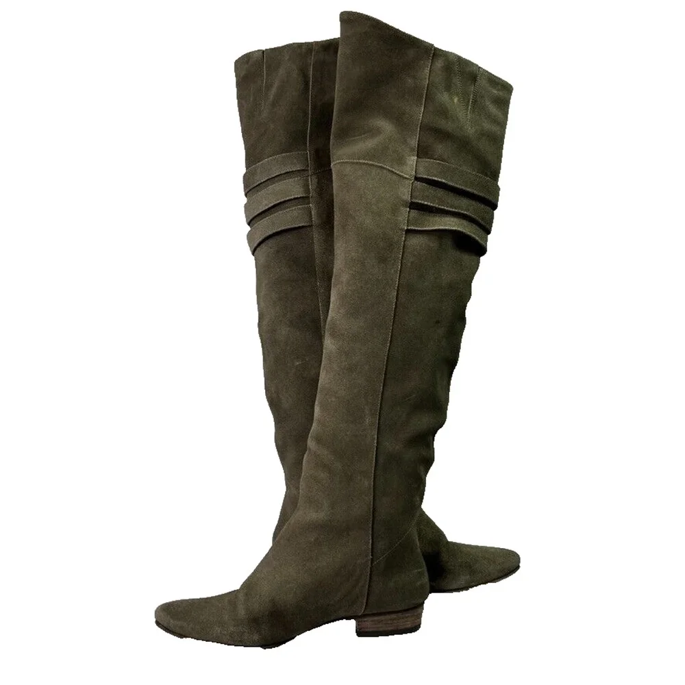 Joie Boots Women 8 Leather Suede Coachella Over The Knee Triple Buckle detail